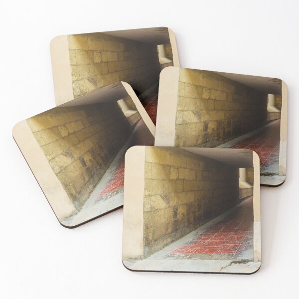 Item preview, Sunlit Archway Tunnel With Red Tile Floor and Stone Wall in Outdoor Corridor designed and sold by Nmallia.
