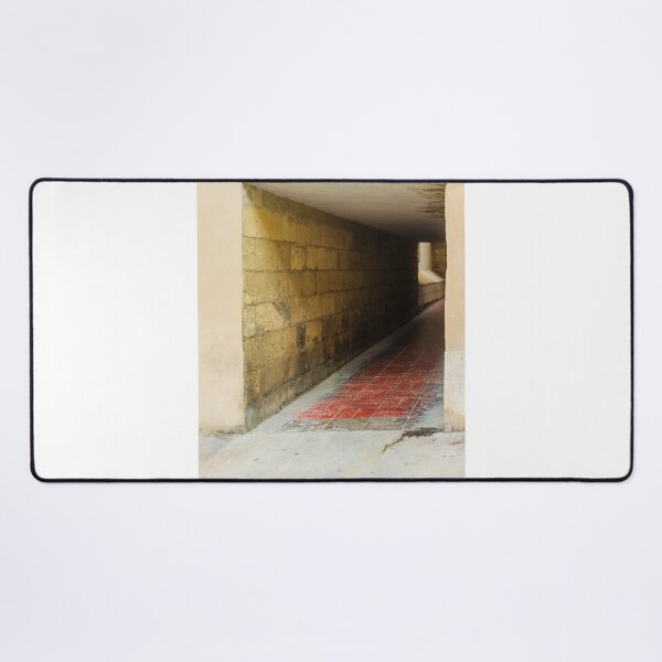 Item preview, Sunlit Archway Tunnel With Red Tile Floor and Stone Wall in Outdoor Corridor designed and sold by Nmallia.