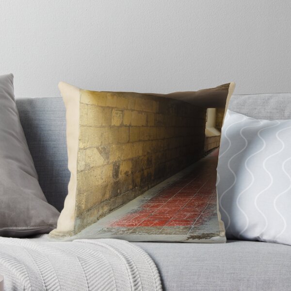 Item preview, Sunlit Archway Tunnel With Red Tile Floor and Stone Wall in Outdoor Corridor designed and sold by Nmallia.