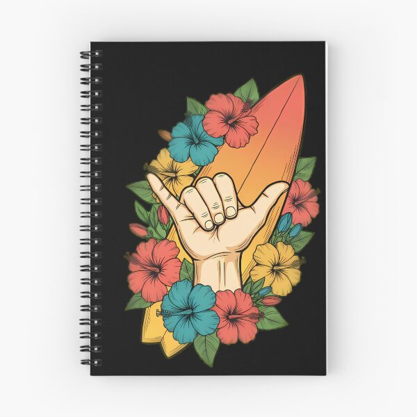 Item preview, Shaka Hand Sign With Surfboard Flowers designed and sold by Linework Studio.