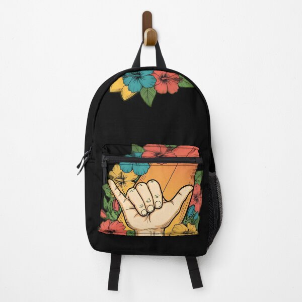 Item preview, Shaka Hand Sign With Surfboard Flowers designed and sold by Linework Studio.