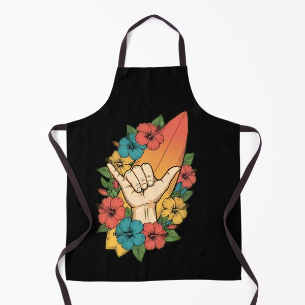 Item preview, Shaka Hand Sign With Surfboard Flowers designed and sold by Linework Studio.