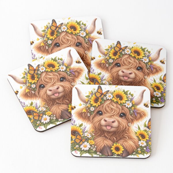 Item preview, Floral Highland Cow Sunflower Portrait designed and sold by jgvisualarts.