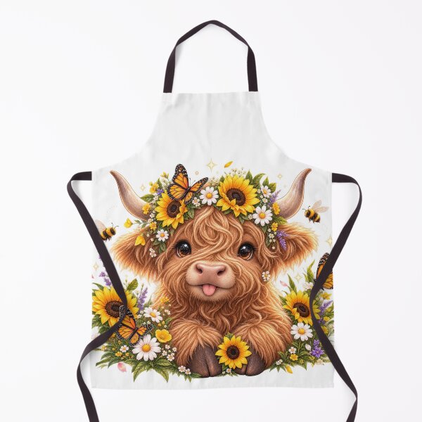 Item preview, Floral Highland Cow Sunflower Portrait designed and sold by jgvisualarts.