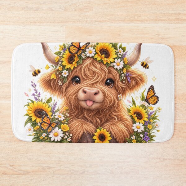 Item preview, Floral Highland Cow Sunflower Portrait designed and sold by jgvisualarts.