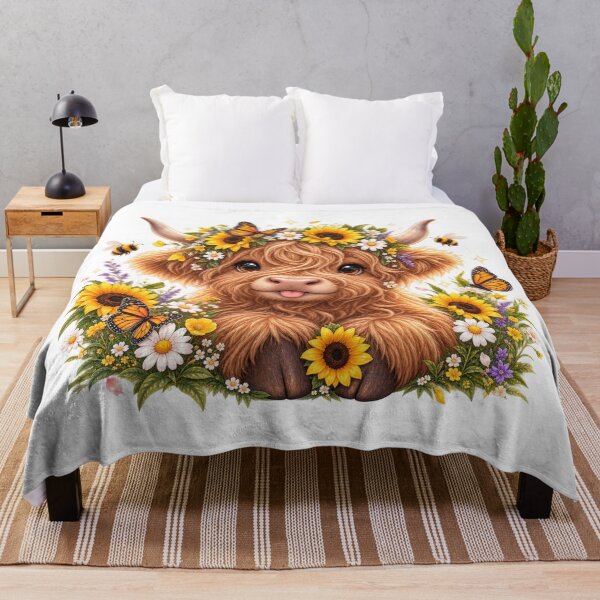 Item preview, Floral Highland Cow Sunflower Portrait designed and sold by jgvisualarts.