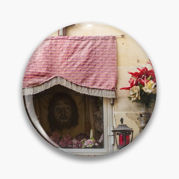 Item preview, Religious Shrine Window Altar With Flowers, Cross and Lanterns on Rustic Wall designed and sold by Nmallia.