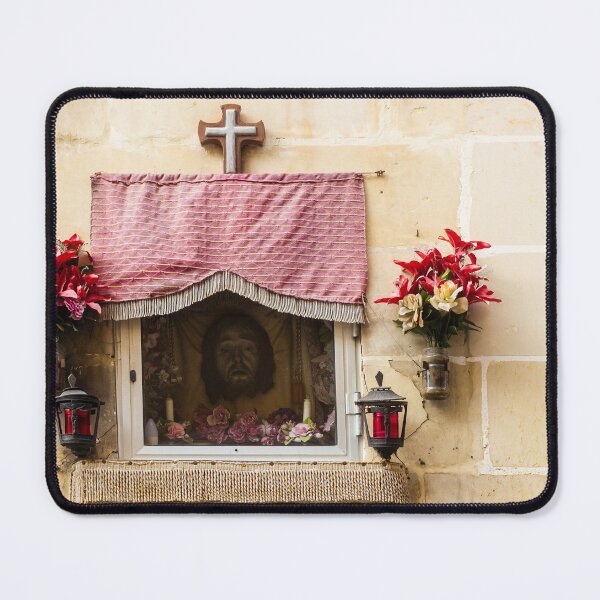 Item preview, Religious Shrine Window Altar With Flowers, Cross and Lanterns on Rustic Wall designed and sold by Nmallia.