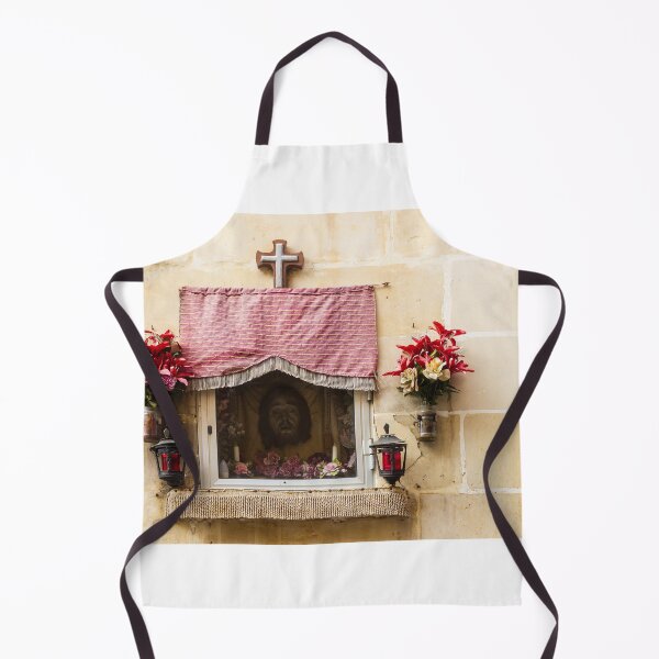 Item preview, Religious Shrine Window Altar With Flowers, Cross and Lanterns on Rustic Wall designed and sold by Nmallia.