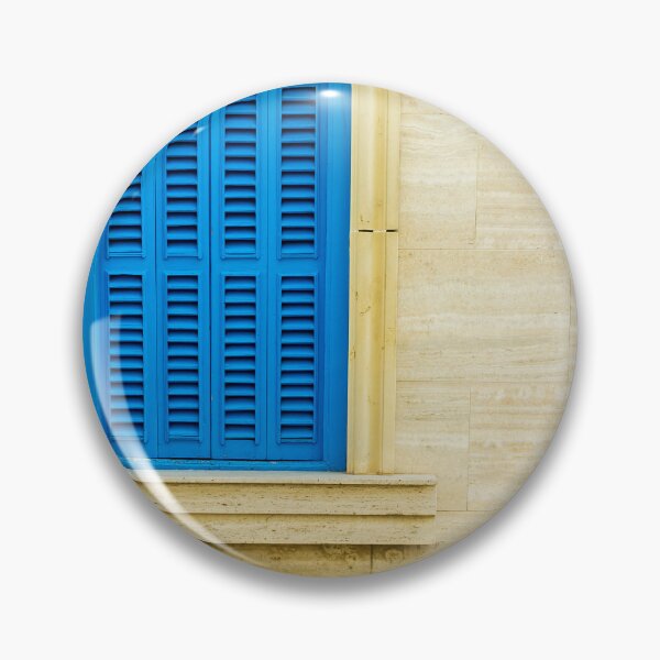 Item preview, Bright Blue Window Shutters Set in Beige Stone Wall with Frame and Sill designed and sold by Nmallia.