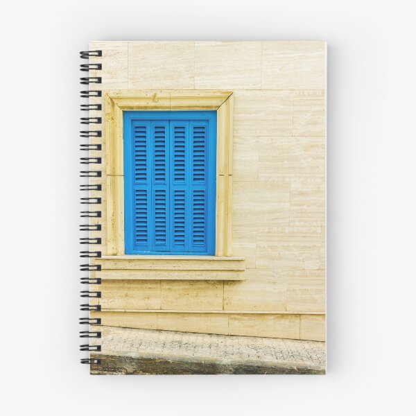 Item preview, Bright Blue Window Shutters Set in Beige Stone Wall with Frame and Sill designed and sold by Nmallia.