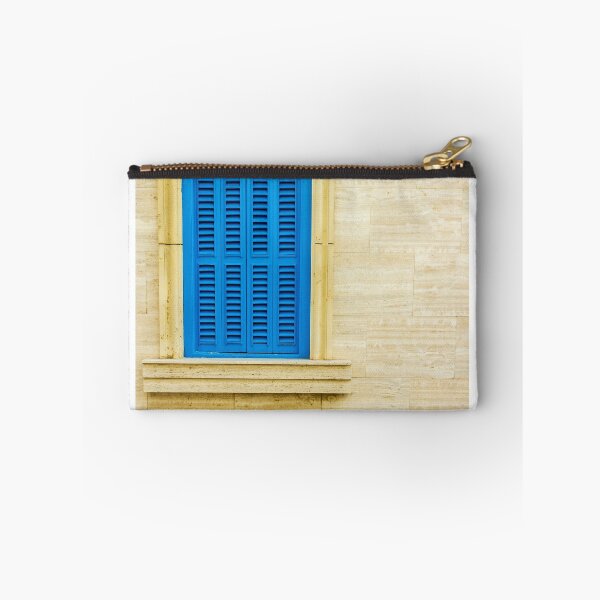 Item preview, Bright Blue Window Shutters Set in Beige Stone Wall with Frame and Sill designed and sold by Nmallia.