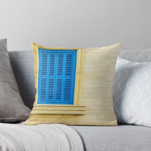 Item preview, Bright Blue Window Shutters Set in Beige Stone Wall with Frame and Sill designed and sold by Nmallia.