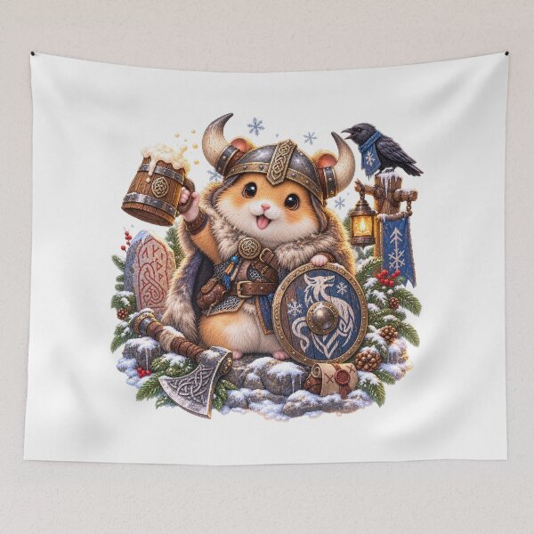 Item preview, Viking Warrior Hamster Nordic Winter designed and sold by jgvisualarts.