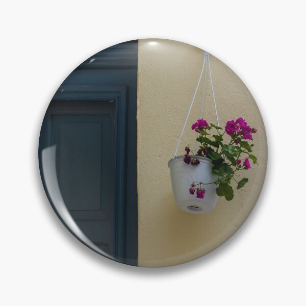 Item preview, Hanging Flower Pot by Blue Door Against Yellow Wall: Colorful Outdoor Decor Scene designed and sold by Nmallia.