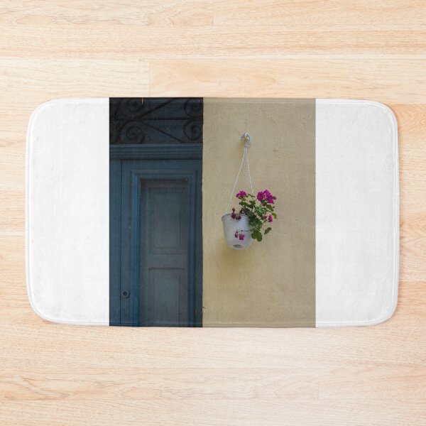 Item preview, Hanging Flower Pot by Blue Door Against Yellow Wall: Colorful Outdoor Decor Scene designed and sold by Nmallia.