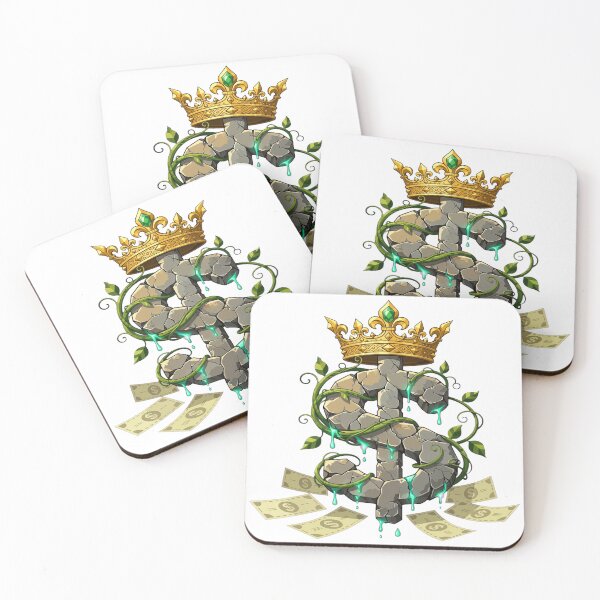 Item preview, Stone Dollar Crown Fantasy - Cracked Dollar With Vines And Crown designed and sold by VYBE DARK Studio.