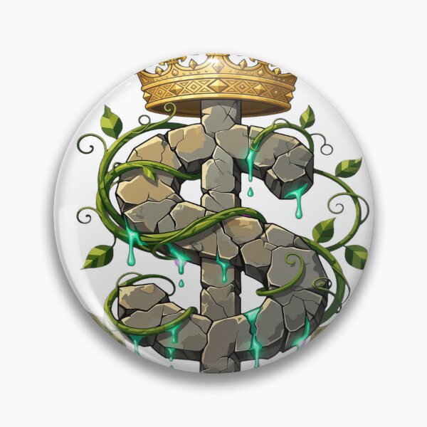 Item preview, Stone Dollar Crown Fantasy - Cracked Dollar With Vines And Crown designed and sold by VYBE DARK Studio.
