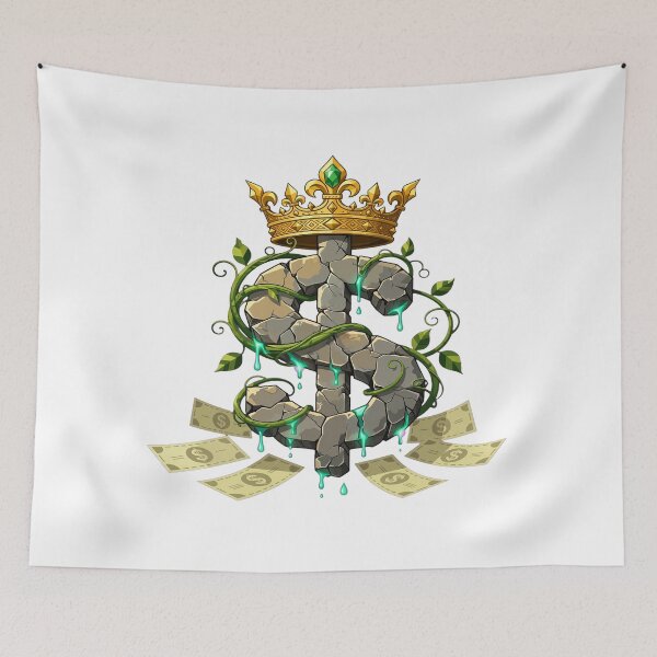 Artikelvorschau, Stone Dollar Crown Fantasy – Zerbrochener Dollar mit Ranken und Krone entworfen und verkauft von VYBE DARK Studio.