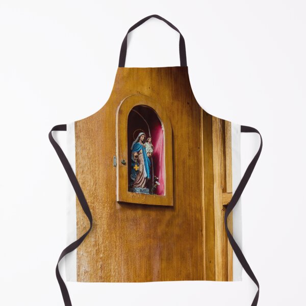 Item preview, Religious Statue of Mary and Baby Jesus in a Wooden Shrine Cabinet for Devotional Display designed and sold by Nmallia.