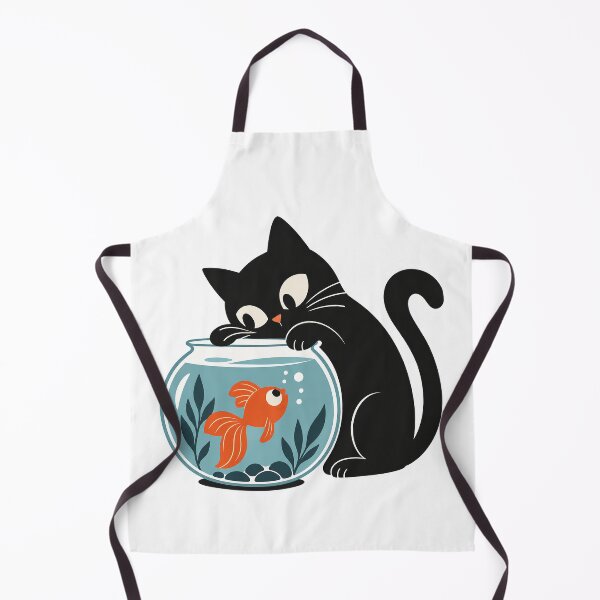 Item preview, Curious Black Cat and Goldfish – Playful Fishbowl Illustration designed and sold by zzz888.