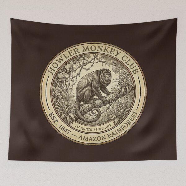 Item preview, Howler Monkey Club Amazon Rainforest Vintage Badge designed and sold by CalmCapy Co.