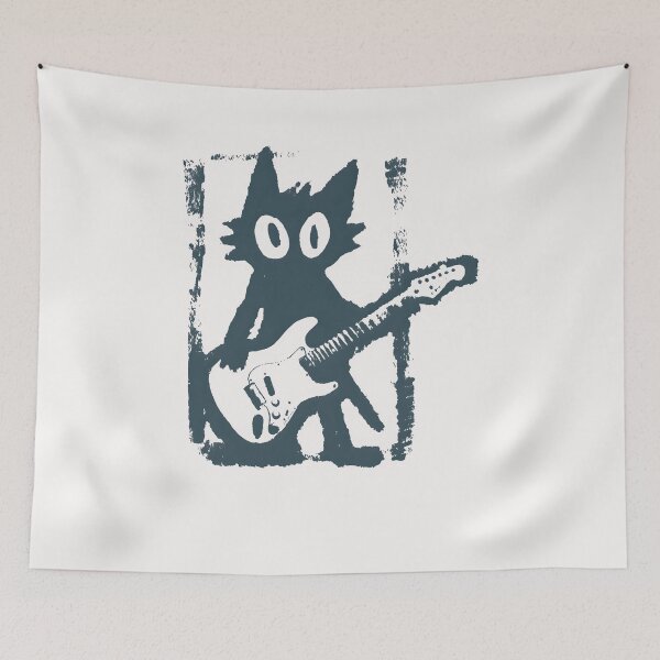 Item preview, Rock Star Cat Playing Guitar Vintage Funny Rock Music Animal Graphic designed and sold by ArtbySunRaeer.