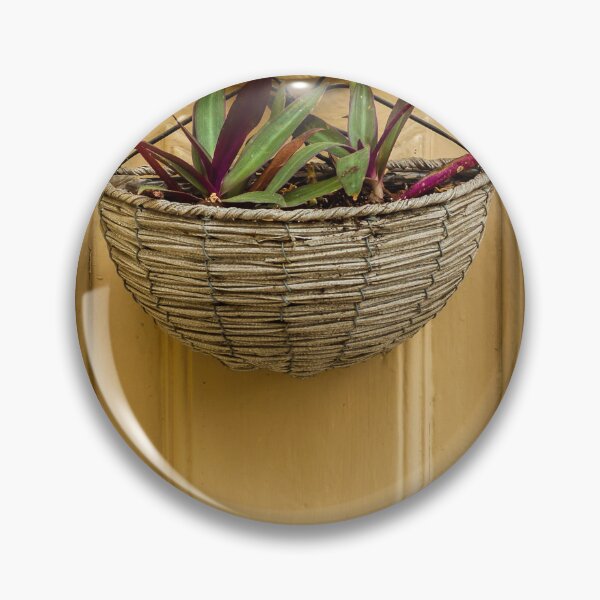 Item preview, Decorative Wicker Plant Basket Wall Mounted on Yellow Door with Green and Purple Leaves for Home Décor designed and sold by Nmallia.