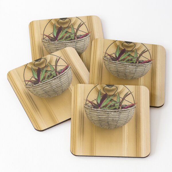 Item preview, Decorative Wicker Plant Basket Wall Mounted on Yellow Door with Green and Purple Leaves for Home Décor designed and sold by Nmallia.