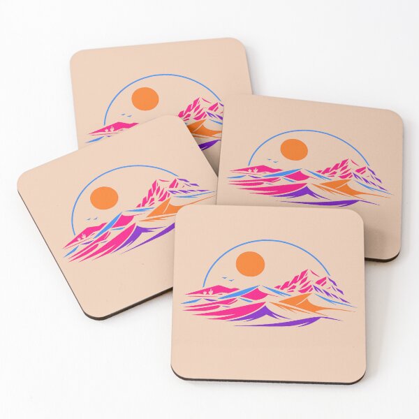 Item preview, Neon Desert Landscape Synthwave Dunes Mountains Sun Art designed and sold by KungPowUnicorn.