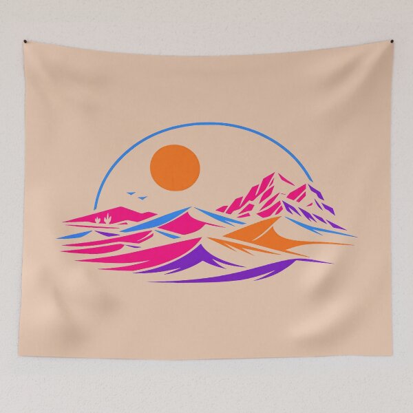 Item preview, Neon Desert Landscape Synthwave Dunes Mountains Sun Art designed and sold by KungPowUnicorn.