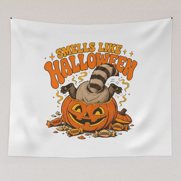 Item preview, Smells Like Halloween Raccoon Trash Panda Pumpkin designed and sold by chattsuede.