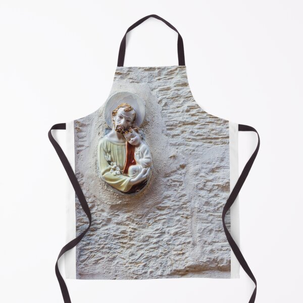 Item preview, Religious Wall Sculpture Of Father And Child Saint Statue Mounted On White Stone Wall Decor designed and sold by Nmallia.