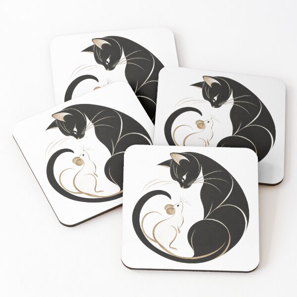 Item preview, Cat and Mouse Balance – Elegant Minimalist Feline Art designed and sold by zzz888.