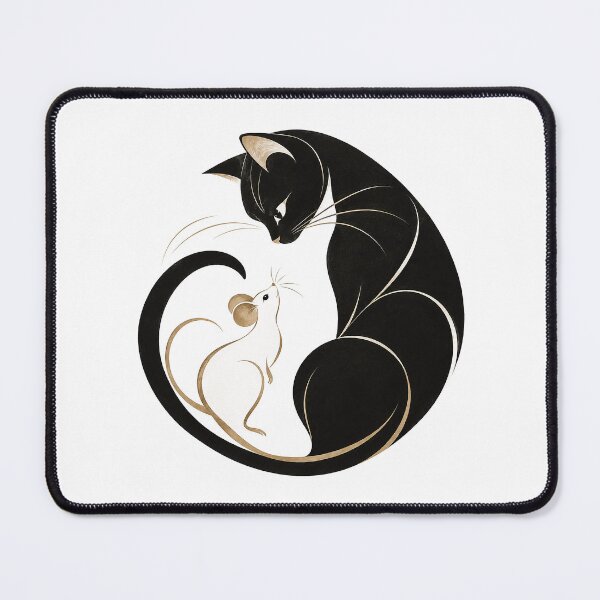 Item preview, Cat and Mouse Balance – Elegant Minimalist Feline Art designed and sold by zzz888.