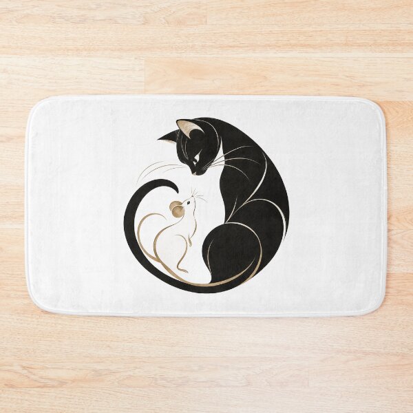 Item preview, Cat and Mouse Balance – Elegant Minimalist Feline Art designed and sold by zzz888.