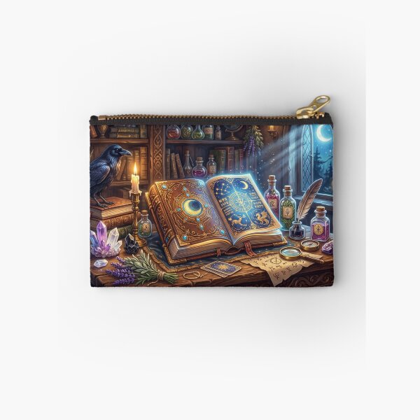 Item preview, Moonlit Alchemist Desk | Celestial Grimoire, Raven, and Crystals designed and sold by SebastianSpace.