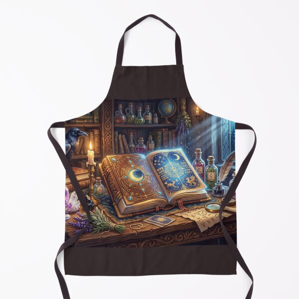 Item preview, Moonlit Alchemist Desk | Celestial Grimoire, Raven, and Crystals designed and sold by SebastianSpace.