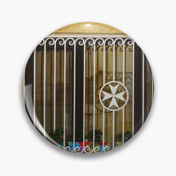 Item preview, Yellow Building Window With Decorative White Iron Grille, Star Emblem, And Colorful Flower Pots designed and sold by Nmallia.