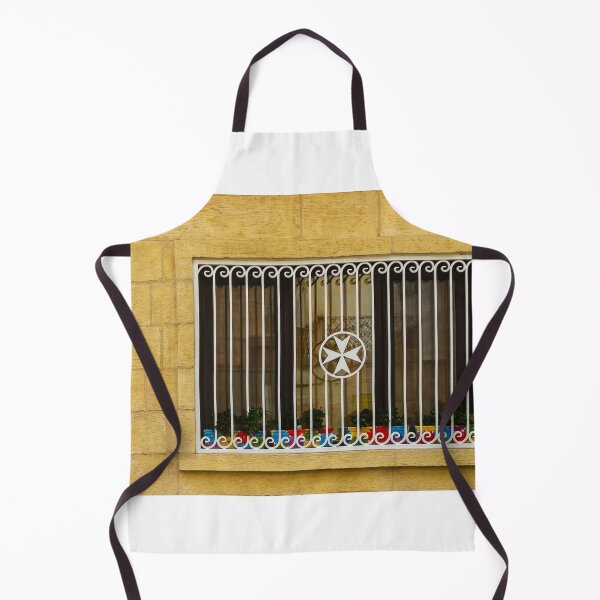 Item preview, Yellow Building Window With Decorative White Iron Grille, Star Emblem, And Colorful Flower Pots designed and sold by Nmallia.