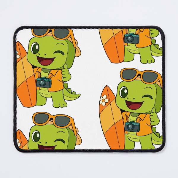 Item preview, Dinosaur cartoon holding surfboard designed and sold by merona-design.