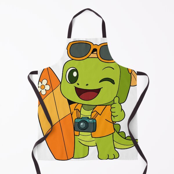 Item preview, Dinosaur cartoon holding surfboard designed and sold by merona-design.