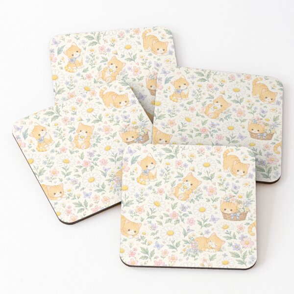 Item preview, Cute Orange Cat in Daisy Garden Watercolor Pattern designed and sold by Skyrocketz.