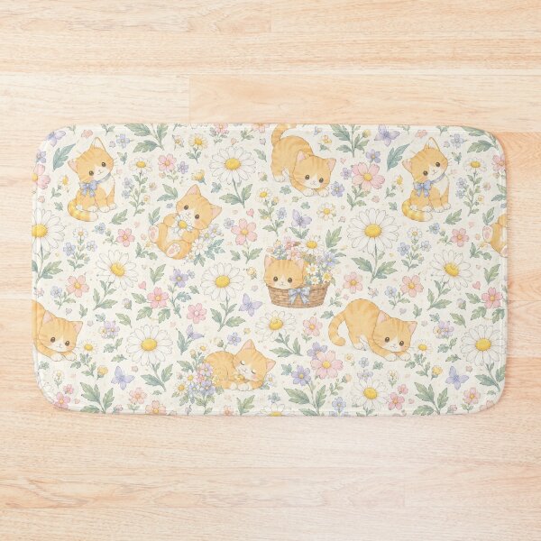 Item preview, Cute Orange Cat in Daisy Garden Watercolor Pattern designed and sold by Skyrocketz.