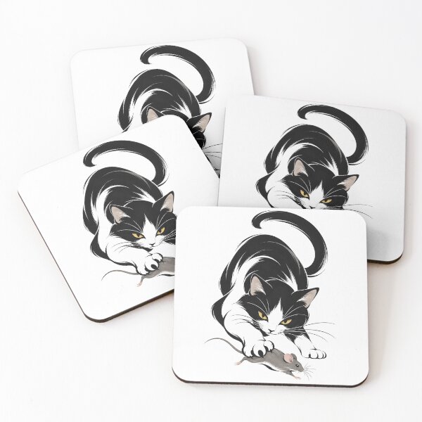 Item preview, Midnight Chase – Black Cat and Mouse Dynamic Illustration designed and sold by zzz888.