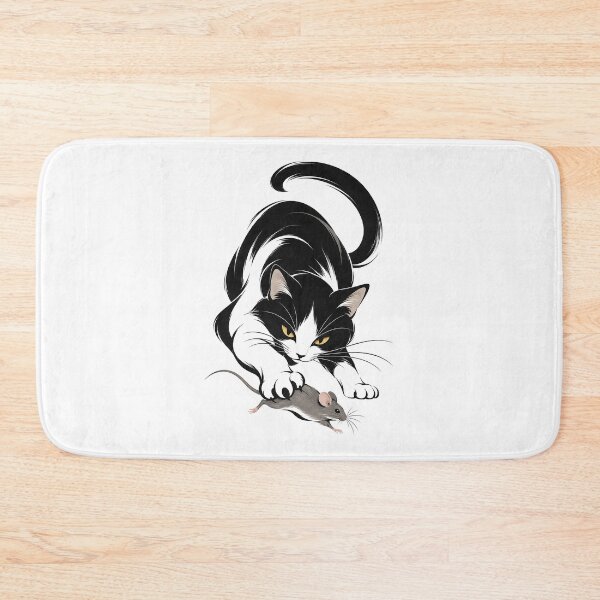 Item preview, Midnight Chase – Black Cat and Mouse Dynamic Illustration designed and sold by zzz888.