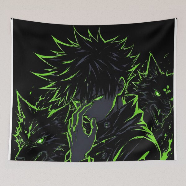 Item preview, Megumi Fushiguro | Neon Shadow Wolf Warrior – Dark Anime Inspired Fantasy Artwork designed and sold by Dyan4.
