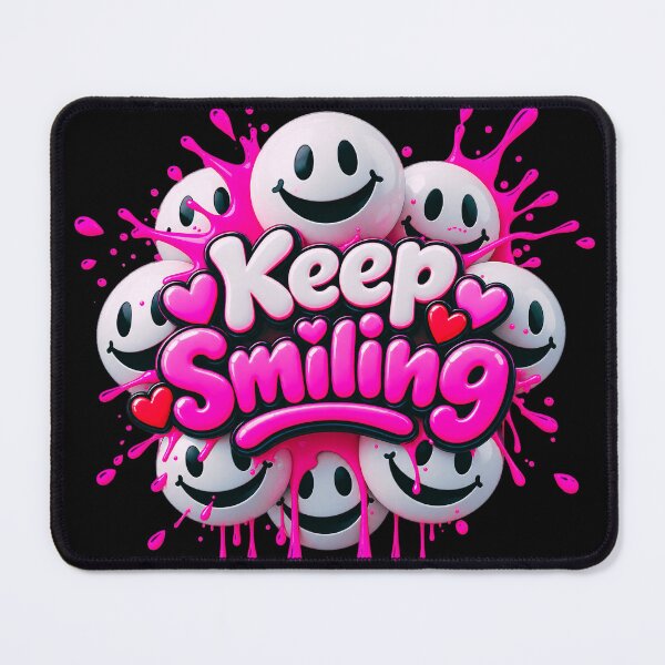 Item preview, Keep Smiling – Cute 3D Smiley Faces with Pink Splash designed and sold by IMuDesigner.