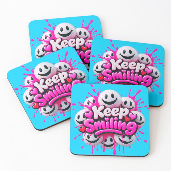 Item preview, Keep Smiling – Cute 3D Smiley Faces with Pink Splash designed and sold by IMuDesigner.