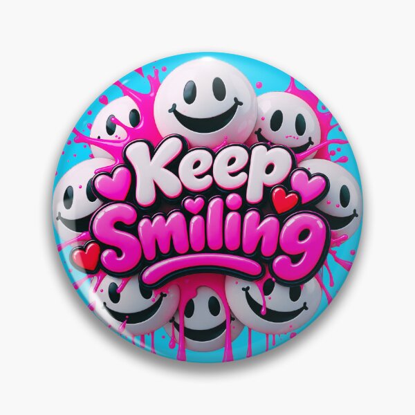 Item preview, Keep Smiling – Cute 3D Smiley Faces with Pink Splash designed and sold by IMuDesigner.